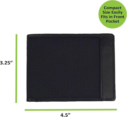 Sprocket Men's Slim Minimalist Nylon Bifold Wallet with Leather Trim and ID Window (Black) in Saudi Arabia