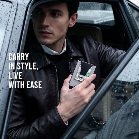 Slim Front Pocket Card Holder for Daily Commute & Travel, Minimalist RFID Blocking Mens Wallet for 4-6 Cards and 1 ID - Pop Up Wallet for Men with ID Window & Money Clip, Grey in Saudi Arabia