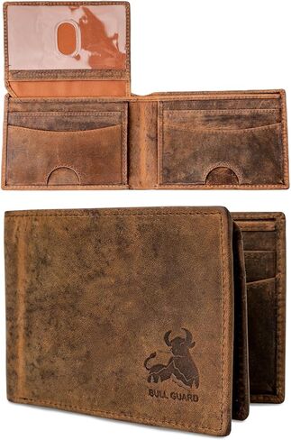BULL GUARD Expedition Series Bifold Leather Wallet for Men RFID Blocking, Top Grain Cowhide, Flip-Up ID Window, Compact & Durable Everyday Carry Wallet for Travel, Work & Outdoors, Ready to Gift in Kuwait