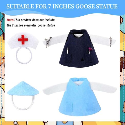 JcHrmers 2 Sets Doctor Nurse Desk Goose Outfits 7 Inch Mini Goose Healthcare Clothes Including Blue Medical Worker Nurse Scrubs with Stethoscope for Magnetic Goose Statue Key Holder in Saudi Arabia