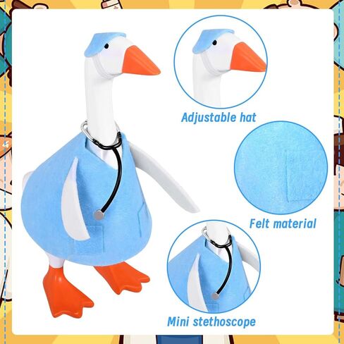JcHrmers 2 Sets Doctor Nurse Desk Goose Outfits 7 Inch Mini Goose Healthcare Clothes Including Blue Medical Worker Nurse Scrubs with Stethoscope for Magnetic Goose Statue Key Holder in Saudi Arabia