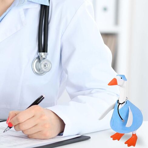 JcHrmers 2 Sets Doctor Nurse Desk Goose Outfits 7 Inch Mini Goose Healthcare Clothes Including Blue Medical Worker Nurse Scrubs with Stethoscope for Magnetic Goose Statue Key Holder in Saudi Arabia