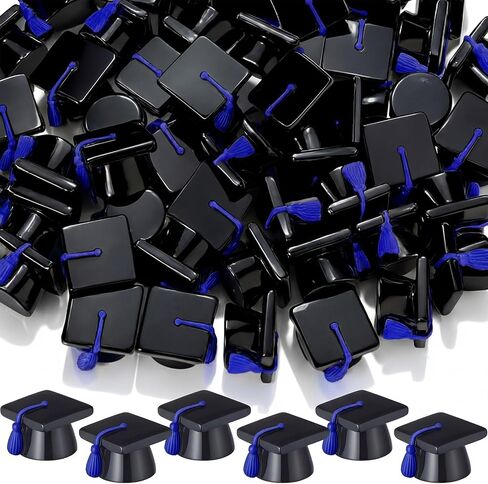 AceOrbit 80 Pcs Mini Grad Hat Figures Bulk Tiny Resin 2026 Grad Hat Figurine Toys with Tassels 0.98 Inch Mini 3D Black Graduation Cap Cake Topper Graduation Party Table Tiered Tray Decor (Gold) in Kuwait