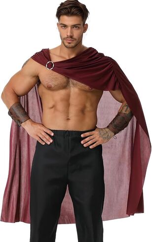 Men's Roman Warrior Soldier Cape, Spartan Gladiator Costume with Bracers Halloween Medieval LARP Renaissance Fair in Kuwait