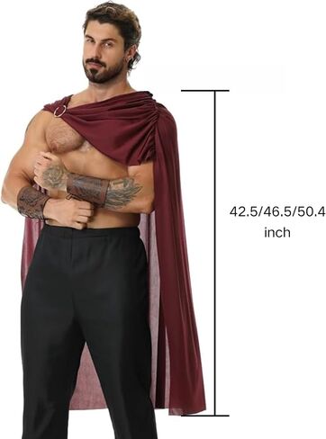Men's Roman Warrior Soldier Cape, Spartan Gladiator Costume with Bracers Halloween Medieval LARP Renaissance Fair in Kuwait