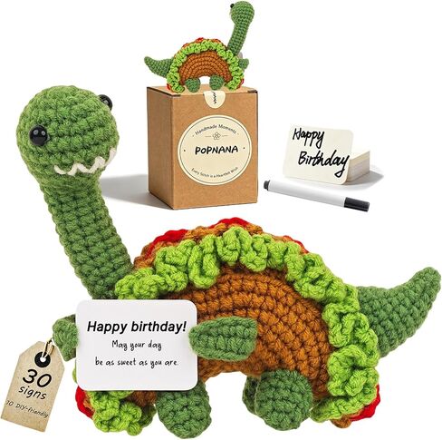 Positive Dinosaur Crochet Decor Self Care Gift with Warm Card for Friend Family Thank You Gifts for Teacher Coworkers (Stegosaurus) in Saudi Arabia