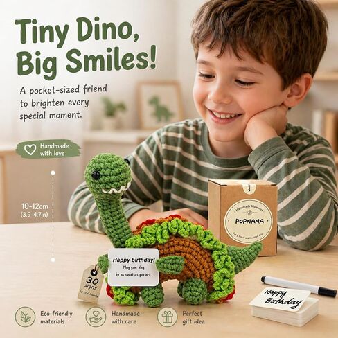 Positive Dinosaur Crochet Decor Self Care Gift with Warm Card for Friend Family Thank You Gifts for Teacher Coworkers (Stegosaurus) in Saudi Arabia