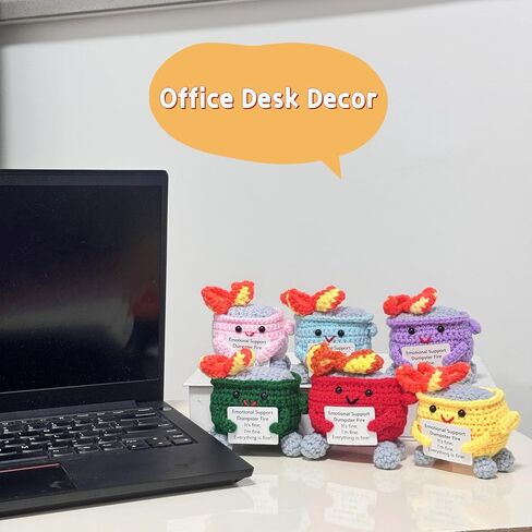 6PCS Funny Crochet Emotional Support Dumpster Fire,I'm fine everything is fine,Self Care Gift for her,Cheer up Gift,Office Desk Decoration,Livingroom Decor,Home Table Decor,Crochet Dumpster Fire in Saudi Arabia