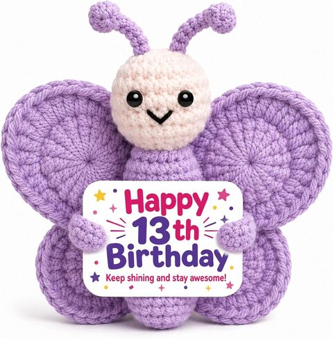 13 Year Old Girl Birthday Gifts, Handmade Crochet Purple Butterfly for 13th Birthday Gift for Girls, Cute Party Decoration for 13 YO Girl Daughter Granddaughter Niece Kids in Saudi Arabia