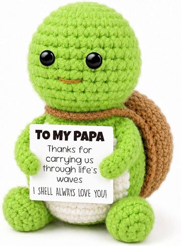 Papa Gifts for Fathers Day from Daughter Son,Fathers Day Ideas Gift for Daddy New Bonus Step Dads Father in Law,Handmade Crochet Gift with Positive Card for Birthday Retirement New Job New Chapter in Saudi Arabia