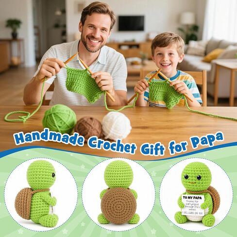 Papa Gifts for Fathers Day from Daughter Son,Fathers Day Ideas Gift for Daddy New Bonus Step Dads Father in Law,Handmade Crochet Gift with Positive Card for Birthday Retirement New Job New Chapter in Saudi Arabia