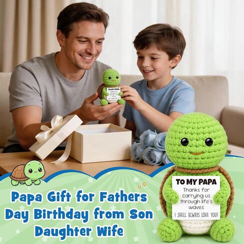 Papa Gifts for Fathers Day from Daughter Son,Fathers Day Ideas Gift for Daddy New Bonus Step Dads Father in Law,Handmade Crochet Gift with Positive Card for Birthday Retirement New Job New Chapter in Saudi Arabia
