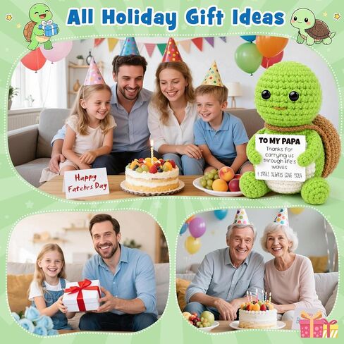 Papa Gifts for Fathers Day from Daughter Son,Fathers Day Ideas Gift for Daddy New Bonus Step Dads Father in Law,Handmade Crochet Gift with Positive Card for Birthday Retirement New Job New Chapter in Saudi Arabia