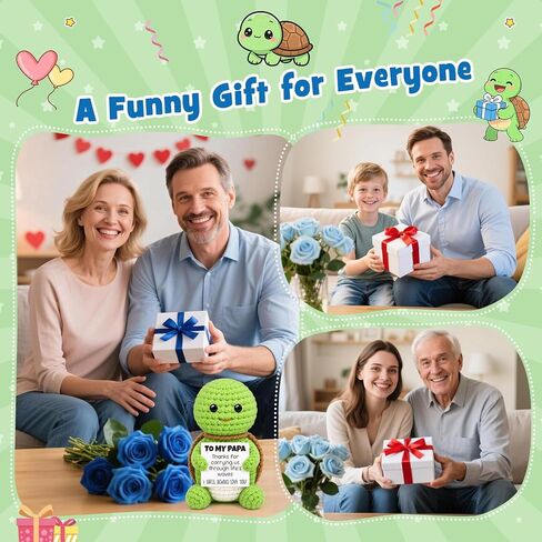 Papa Gifts for Fathers Day from Daughter Son,Fathers Day Ideas Gift for Daddy New Bonus Step Dads Father in Law,Handmade Crochet Gift with Positive Card for Birthday Retirement New Job New Chapter in Saudi Arabia