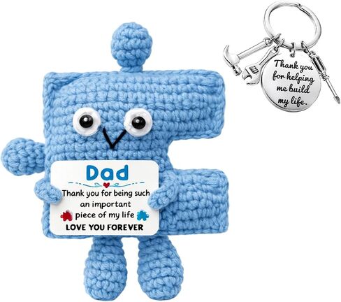 Fathers Day Gifts for Dad, Gifts for Dad, 2 Pcs Sentimental Puzzle Set with Doll and Keychain, Perfect for Birthday Celebrations and Family Bonding Moments, Decorative Desk Accessories in Saudi Arabia