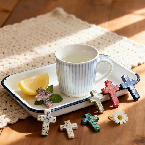 Small Crosses in Bulk, 20PCS Mini Pocket Cross Crystal Stone Bulk Worry Stones for Pocket Prayers Crafts Easter Halloween Decor Gifts in Saudi Arabia