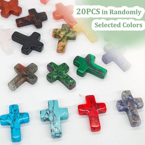 Small Crosses in Bulk, 20PCS Mini Pocket Cross Crystal Stone Bulk Worry Stones for Pocket Prayers Crafts Easter Halloween Decor Gifts in Saudi Arabia