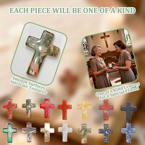 Small Crosses in Bulk, 20PCS Mini Pocket Cross Crystal Stone Bulk Worry Stones for Pocket Prayers Crafts Easter Halloween Decor Gifts in Saudi Arabia