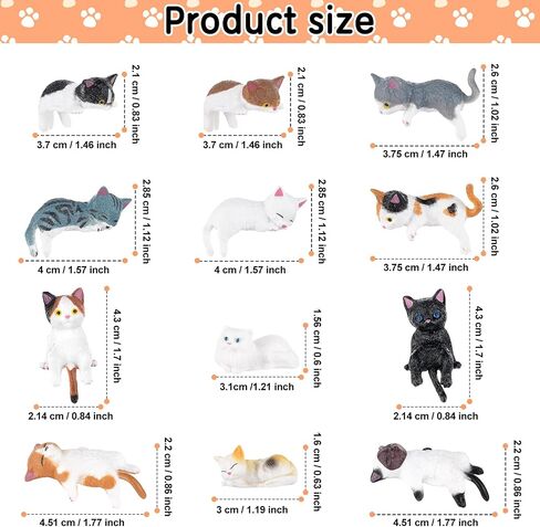 Draupnir 12 Pcs Mini Cat Figurines Cat Car Decor Cute Resin Mini Cat Desk Accessories for Computer Monitor Dashboard Home Office Decoration Ideal Gift for Cats Lovers in Kuwait