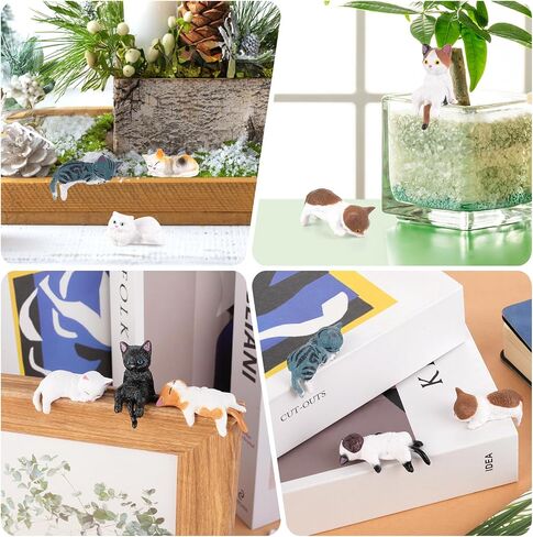 Draupnir 12 Pcs Mini Cat Figurines Cat Car Decor Cute Resin Mini Cat Desk Accessories for Computer Monitor Dashboard Home Office Decoration Ideal Gift for Cats Lovers in Kuwait