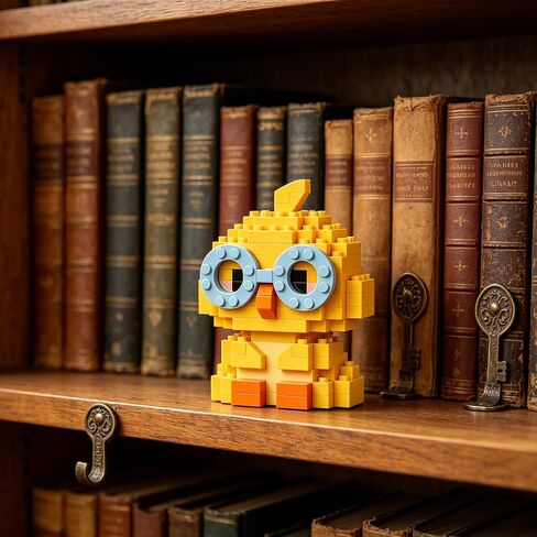 Cute Chick Figurine with Glasses,124PCS DIY Assembly Animal Decor,Mini Yellow Chicken Ornament,Creative Handmade Desk Collectible for Adults in Kuwait