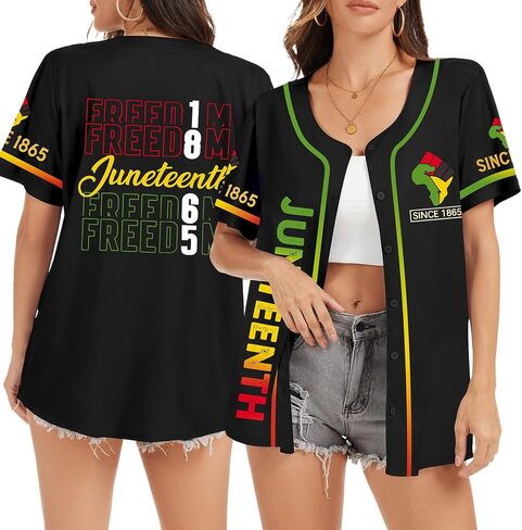 قميص Juneteenth Jersey للسيدات للاحتفال منذ عام 1865، تي شيرت أسود بأكمام قصيرة كاجوال in Kuwait