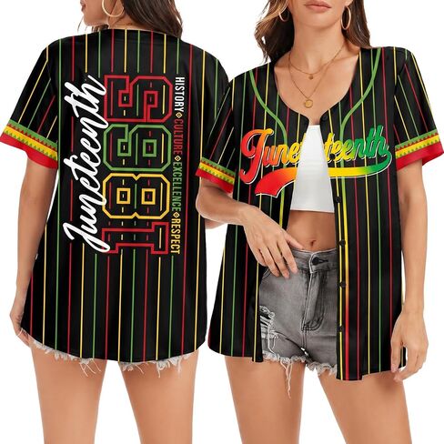 قميص Juneteenth Jersey للسيدات للاحتفال منذ عام 1865، تي شيرت أسود بأكمام قصيرة كاجوال in Kuwait