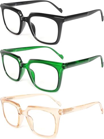 MMOWW 3 Pack Reading Glasses for Women Men Sqaure Frame Blue Light Blocking Readers Spring Hinges in Saudi Arabia