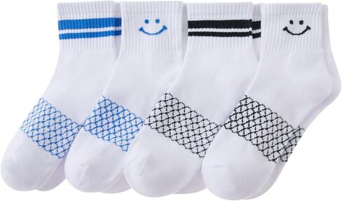 Soxbang 4 Packs Womens Cushioned Crew Socks- Retro Casual Cozy Cotton with Arch Compression for Women in Saudi Arabia