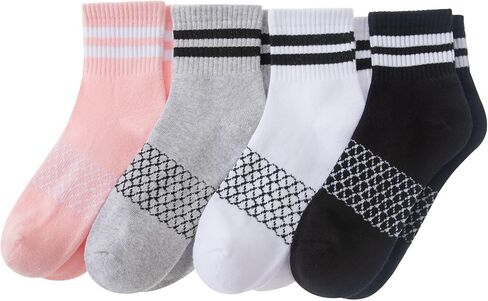 Soxbang 4 Packs Womens Cushioned Crew Socks- Retro Casual Cozy Cotton with Arch Compression for Women in Saudi Arabia