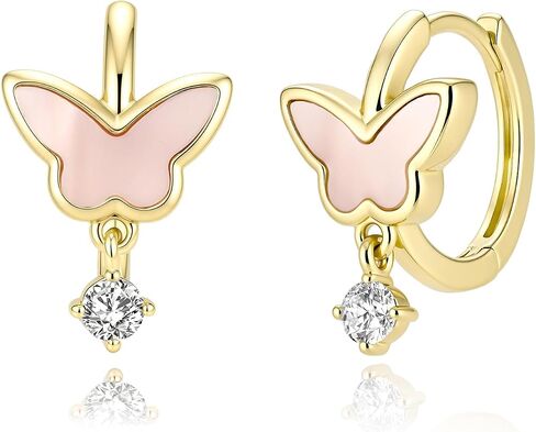 Butterfly Earrings for Women, 14K Gold Plated, Fashion Jewelry Butterfly Hoop Earrings Gifts in Saudi Arabia