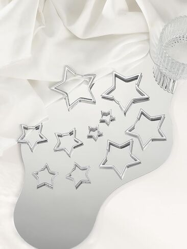 أقراط FOCALOOK Star Huggie هوب للنساء، لا تسبب الحساسية فضي/أسود/14 قيراط مطلية بالذهب أقراط نجمة صغيرة خفيفة الوزن الحد الأدنى 20/30/40/50/60 مم هدية مجوهرات كبيرة in Kuwait