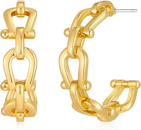 Chunky Gold Horse Bit Earrings For Women Vintage Western Hoop Earrings Equestrian Earrings Statement Jewelry in Saudi Arabia