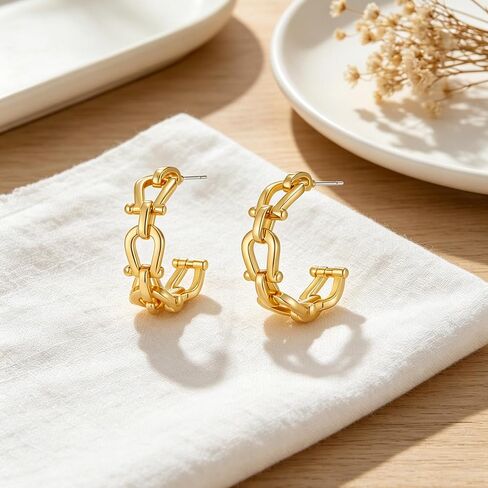 Chunky Gold Horse Bit Earrings For Women Vintage Western Hoop Earrings Equestrian Earrings Statement Jewelry in Saudi Arabia