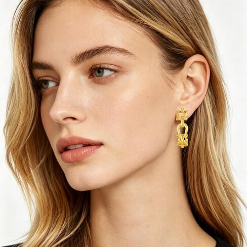 Chunky Gold Horse Bit Earrings For Women Vintage Western Hoop Earrings Equestrian Earrings Statement Jewelry in Saudi Arabia
