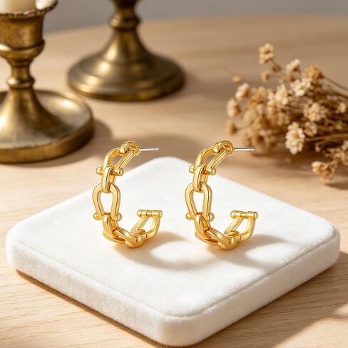 Chunky Gold Horse Bit Earrings For Women Vintage Western Hoop Earrings Equestrian Earrings Statement Jewelry in Saudi Arabia
