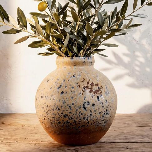 Ceramic Rustic Farmhouse Decor, Pottery Decorative Flower Vases, Boho Vase for Centerpieces,Office, Living Room, Dining Table, Entryway, Shelf, Mantel(Height 6 inch-Blue Ink) in Saudi Arabia