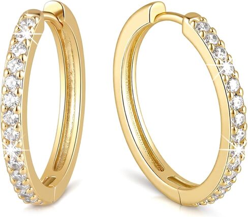 Chantel Yorke 14K Gold Hoop Earrings for Women 14K Gold Earrings for Women Gold Hoop Earring for Womens Hoops Refined Shine to Classic Design with Cubic Zirconia Hoops Earring for Womens 12/14/16/20/25/30mm in Saudi Arabia