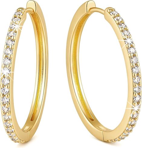 Chantel Yorke 14K Gold Hoop Earrings for Women 14K Gold Earrings for Women Gold Hoop Earring for Womens Hoops Refined Shine to Classic Design with Cubic Zirconia Hoops Earring for Womens 12/14/16/20/25/30mm in Saudi Arabia