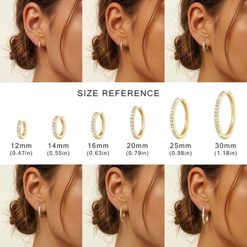 Chantel Yorke 14K Gold Hoop Earrings for Women 14K Gold Earrings for Women Gold Hoop Earring for Womens Hoops Refined Shine to Classic Design with Cubic Zirconia Hoops Earring for Womens 12/14/16/20/25/30mm in Saudi Arabia