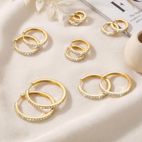 Chantel Yorke 14K Gold Hoop Earrings for Women 14K Gold Earrings for Women Gold Hoop Earring for Womens Hoops Refined Shine to Classic Design with Cubic Zirconia Hoops Earring for Womens 12/14/16/20/25/30mm in Saudi Arabia