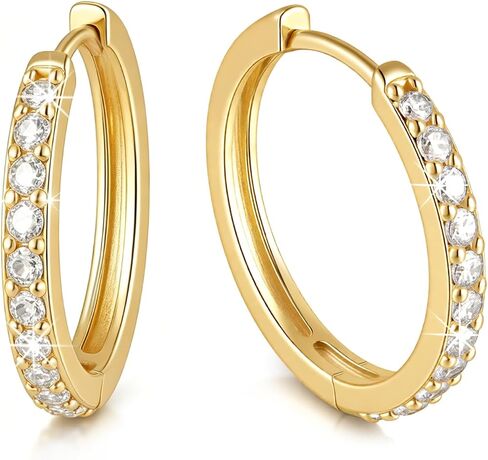 Chantel Yorke 14K Gold Hoop Earrings for Women 14K Gold Earrings for Women Gold Hoop Earring for Womens Hoops Refined Shine to Classic Design with Cubic Zirconia Hoops Earring for Womens 12/14/16/20/25/30mm in Saudi Arabia