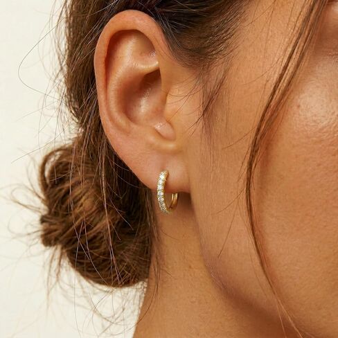 Chantel Yorke 14K Gold Hoop Earrings for Women 14K Gold Earrings for Women Gold Hoop Earring for Womens Hoops Refined Shine to Classic Design with Cubic Zirconia Hoops Earring for Womens 12/14/16/20/25/30mm in Saudi Arabia