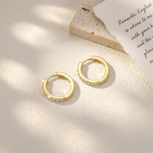 Chantel Yorke 14K Gold Hoop Earrings for Women 14K Gold Earrings for Women Gold Hoop Earring for Womens Hoops Refined Shine to Classic Design with Cubic Zirconia Hoops Earring for Womens 12/14/16/20/25/30mm in Saudi Arabia