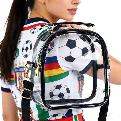 حقيبة شفافة لأحداث الملاعب، حقيبة كروس شفافة لكأس العالم 2026 مع 4 ملصقات تشجيع للمشجعين من الولايات المتحدة in Kuwait
