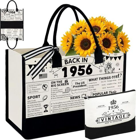 Birthday Gifts for Women - 60/70/80th Birthday Decorations, Canvas Beach Tote Bag, Unique Present for Mom Wife in Saudi Arabia