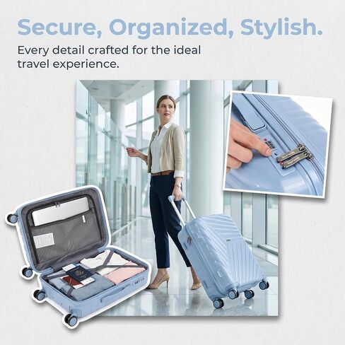 Carry On Luggage with Spinner Wheels, Hardside Suitcase with TSA Lock, Lightweight Travel Rolling Luggage with Telescoping Handle (Sky Blue) in Saudi Arabia