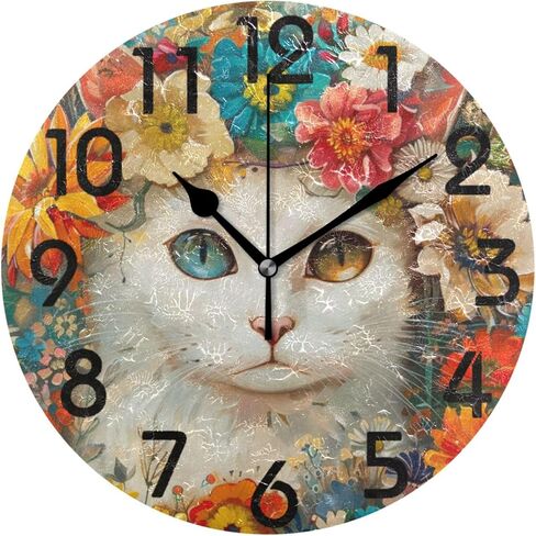 Pink Flamingo Tropical Beach 10 Inch Round Wall Clock, Analog Quiet Non Ticking Desk Clock for Home Kitchen/Living Room/Bedroom/Bathroom/Office in Saudi Arabia