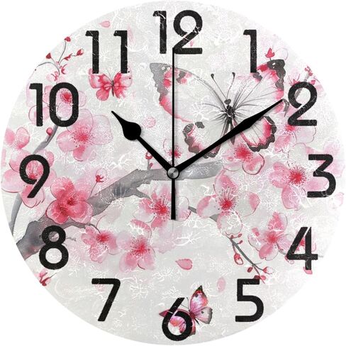 ساعة حائط مستديرة من Pink Flamingo Tropical Beach مقاس 10 بوصة، ساعة مكتب تناظرية هادئة غير موقوتة للمطبخ المنزلي/غرفة المعيشة/غرفة النوم/الحمام/المكتب in Kuwait