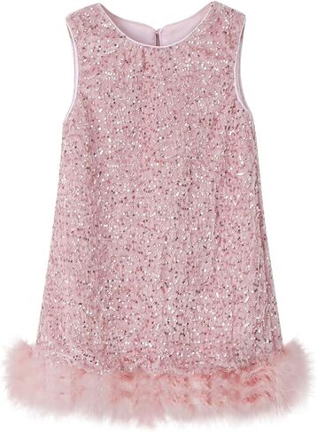 Tutu.kk Toddler Girls Sequin Dress A-Line Sleeveless with Feather Sparkly Gown Wedding Pageant Dresses in Saudi Arabia
